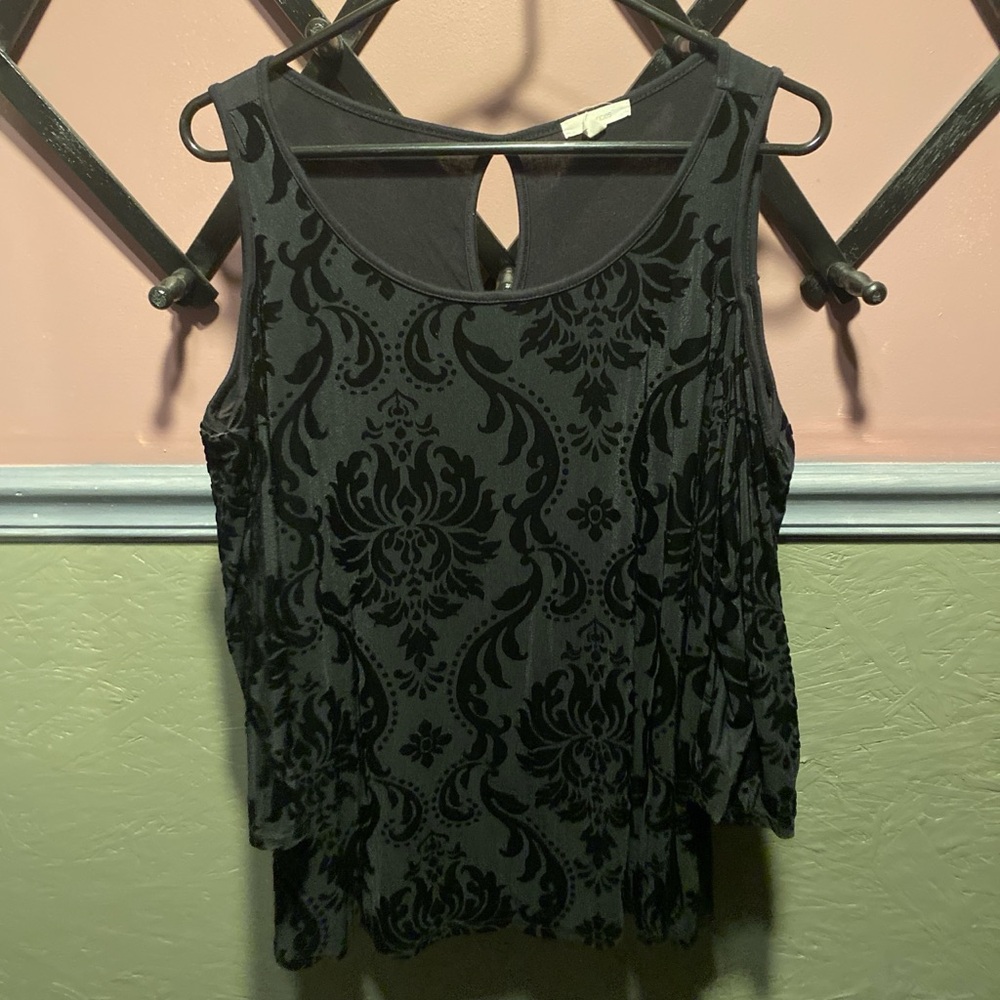 Maurices Black Cold Shoulder Blouse with velvet detailing